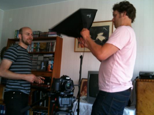 Jesper and Per setting up for the recording