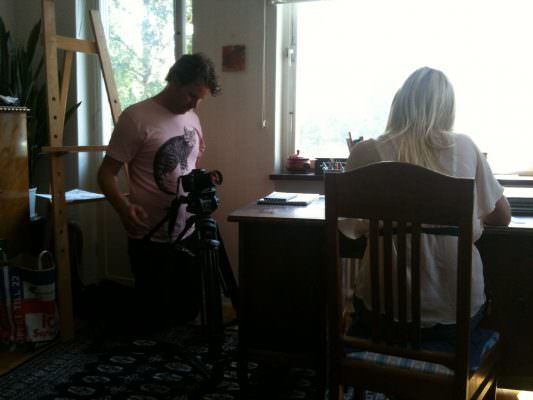 Per Gustin filming Sofia Talvik for her video for Glow