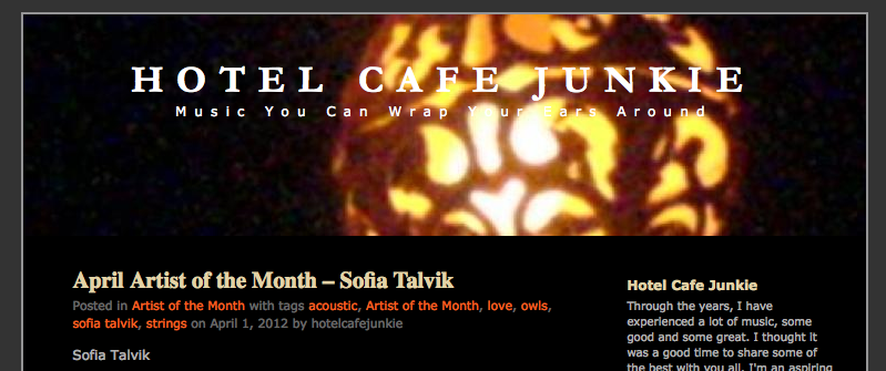 Artist of the month at Hotel Cafe Junkie