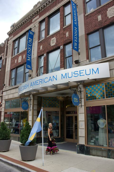 Sofia Talvik in front of the Swedish American Museum