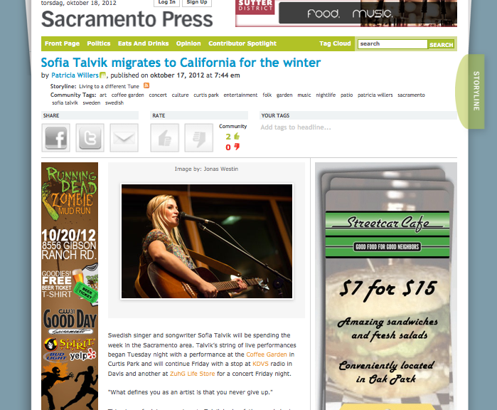 Sacramento Press about my show at The Coffee Garden