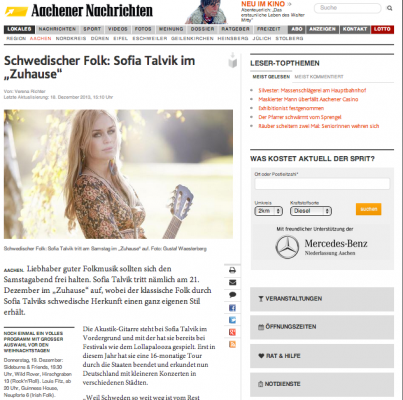 Sofia Talvik in Aachen Nachrichten